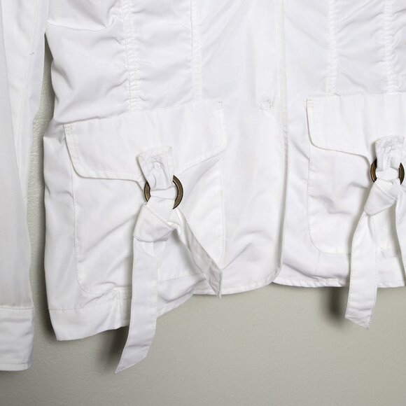 Linea Domani Ruched Spring Jacket Fitted White Lightweight Outdoors - Picture 8 of 9